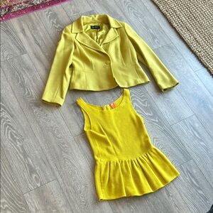 Yellow Blazer and Peplum Top Set